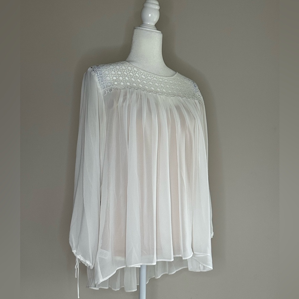 LOFT Cream Lace Detail Blouse